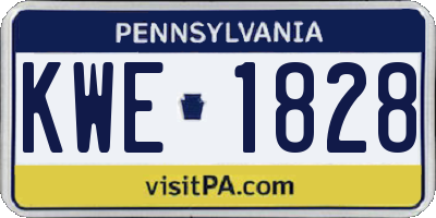 PA license plate KWE1828