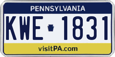 PA license plate KWE1831