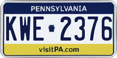 PA license plate KWE2376