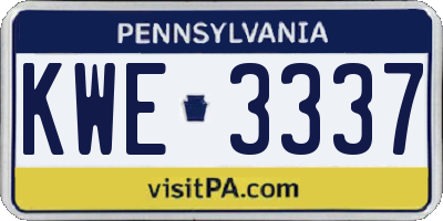 PA license plate KWE3337