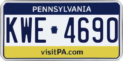 PA license plate KWE4690