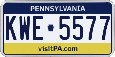 PA license plate KWE5577