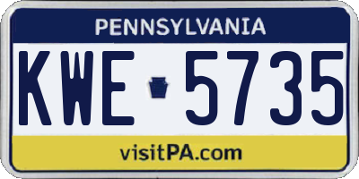 PA license plate KWE5735