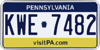 PA license plate KWE7482