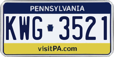 PA license plate KWG3521