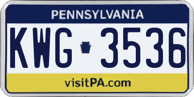 PA license plate KWG3536