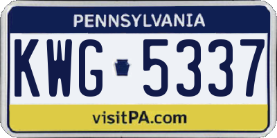PA license plate KWG5337