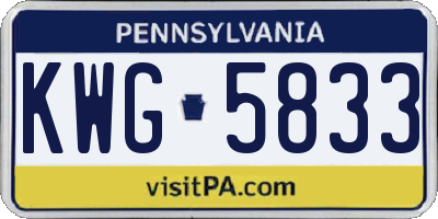 PA license plate KWG5833