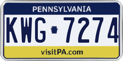 PA license plate KWG7274