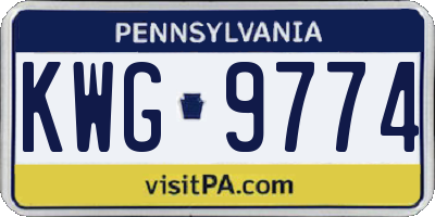 PA license plate KWG9774