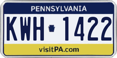 PA license plate KWH1422