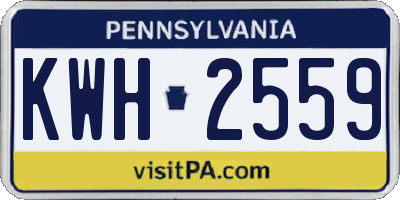 PA license plate KWH2559