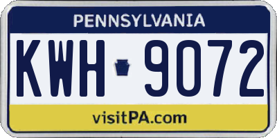 PA license plate KWH9072