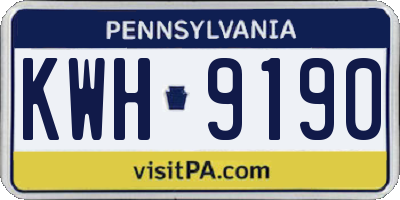 PA license plate KWH9190