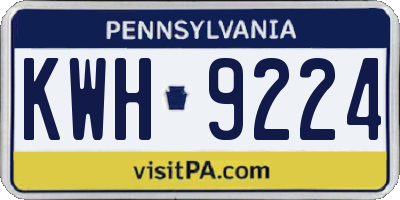 PA license plate KWH9224