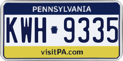 PA license plate KWH9335