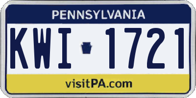 PA license plate KWI1721