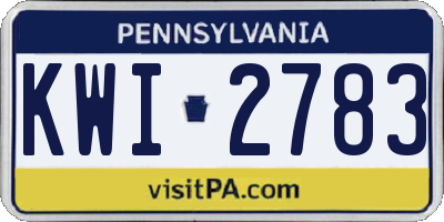 PA license plate KWI2783