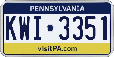 PA license plate KWI3351