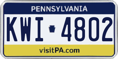 PA license plate KWI4802