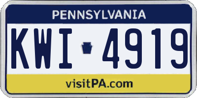 PA license plate KWI4919