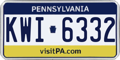PA license plate KWI6332