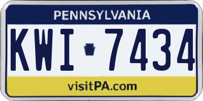 PA license plate KWI7434