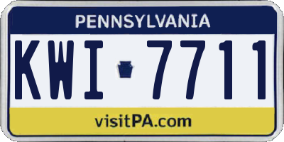 PA license plate KWI7711