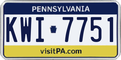 PA license plate KWI7751