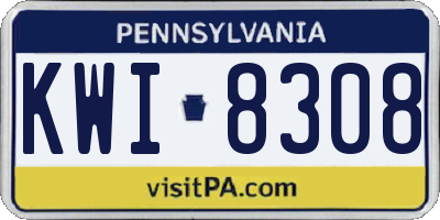 PA license plate KWI8308