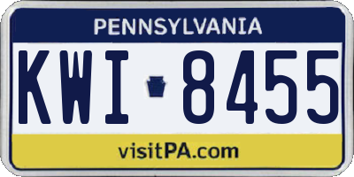 PA license plate KWI8455