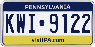 PA license plate KWI9122
