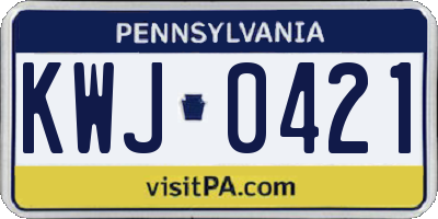 PA license plate KWJ0421