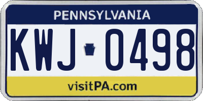 PA license plate KWJ0498