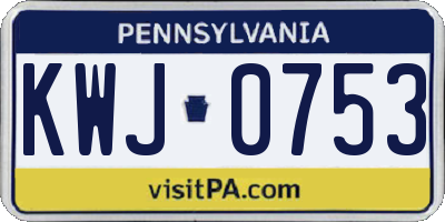 PA license plate KWJ0753