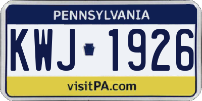 PA license plate KWJ1926