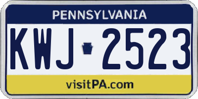 PA license plate KWJ2523