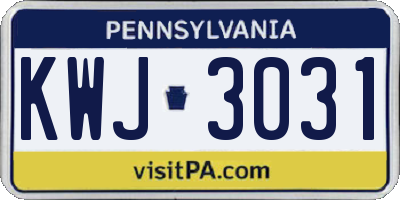 PA license plate KWJ3031