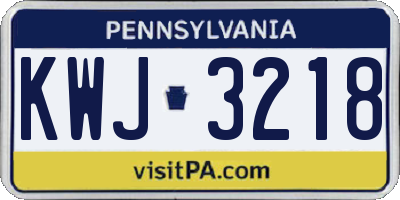 PA license plate KWJ3218