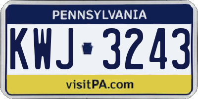 PA license plate KWJ3243