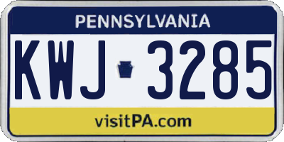 PA license plate KWJ3285