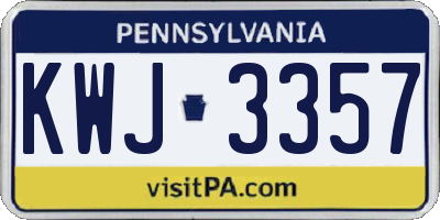 PA license plate KWJ3357