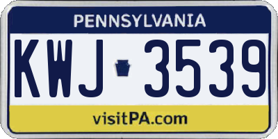 PA license plate KWJ3539
