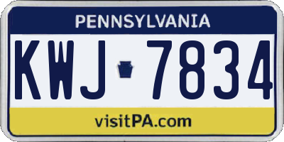 PA license plate KWJ7834
