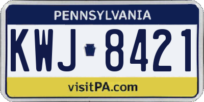 PA license plate KWJ8421
