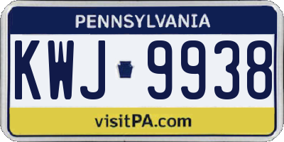 PA license plate KWJ9938
