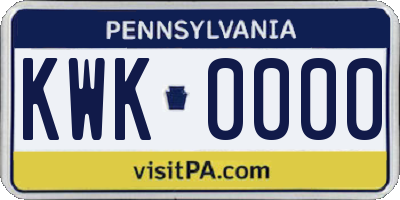 PA license plate KWK0000