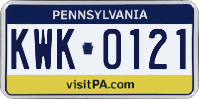 PA license plate KWK0121