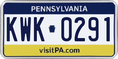 PA license plate KWK0291