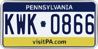 PA license plate KWK0866